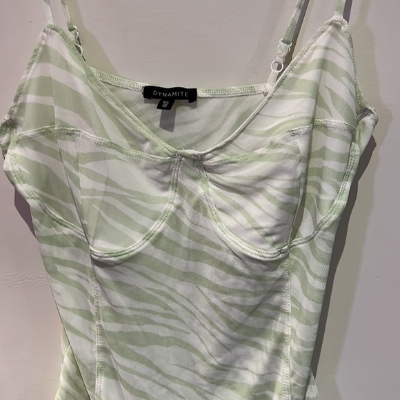 Dynamite mesh green zebra bodysuit L - Picture 4 of 5